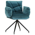 ARMLEHNSTUHL  in Velours  - Türkis/Schwarz, Design, Textil/Metall (68/88/66cm) - Landscape