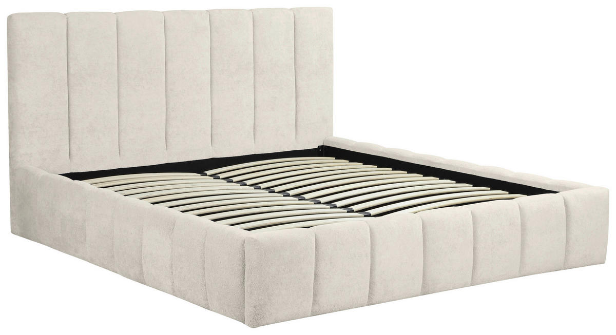 POLSTERBETT 180/200 cm,  in Beige, gepolstertes Kopfteil, Lattenrost, Bettkasten,  - Beige/Schwarz, Basics, Holz/Kunststoff (180/200cm) - Carryhome