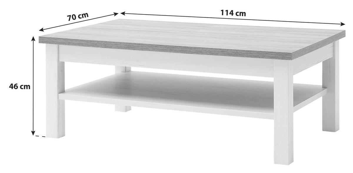 COUCHTISCH 114/70/46 cm rechteckig Weiß, Eichefarben  - Eichefarben/Weiß, Design, Holzwerkstoff (114/70/46cm) - Landscape