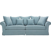 MEGA POHOVKA, textil, světle modrá - tmavě hnědá/světle modrá, Trend, dřevo/textil (264/70/111cm) - Ambia Home