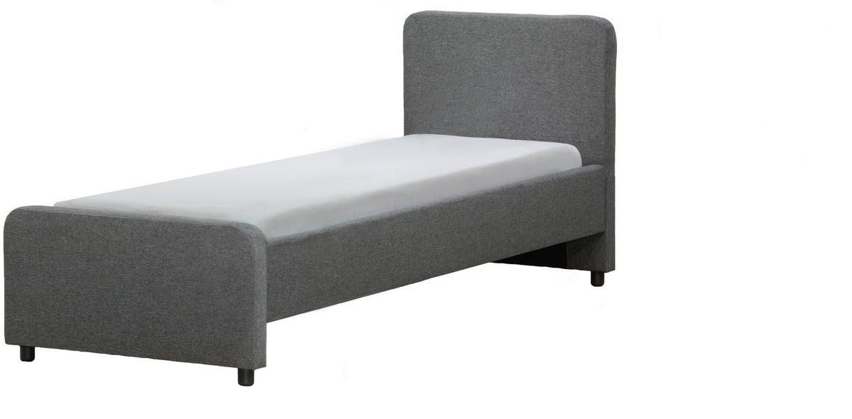POLSTERBETT 90/200 cm  in Dunkelgrau  - Dunkelgrau/Schwarz, KONVENTIONELL, Holz/Textil (90/200cm) - Boxxx