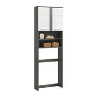 WASCHMASCHINENSCHRANK BLAKE 63/191/25 cm  - Weiß Hochglanz/Silberfarben, Trend, Holzwerkstoff/Kunststoff (63/191/25cm) - MID.YOU