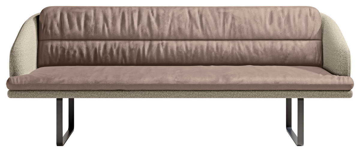 SITZBANK 255/89/68 cm Velours, Flachgewebe Sandfarben, Hellbraun Metall  - Sandfarben/Hellbraun, Design, Textil/Metall (255/89/68cm) - Dieter Knoll