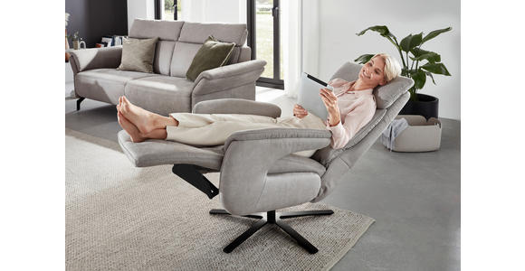RELAXSESSEL Lederlook Relaxfunktion - Hellgrau/Schwarz, KONVENTIONELL, Textil/Metall (70/117/85cm) - Dieter Knoll