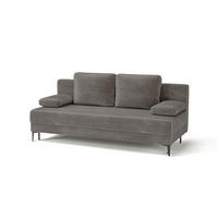 SCHLAFSOFA LEIPZIG in Velours Dunkelgrau  - Dunkelgrau/Schwarz, Design, Textil/Metall (200/78,5/88cm) - MID.YOU