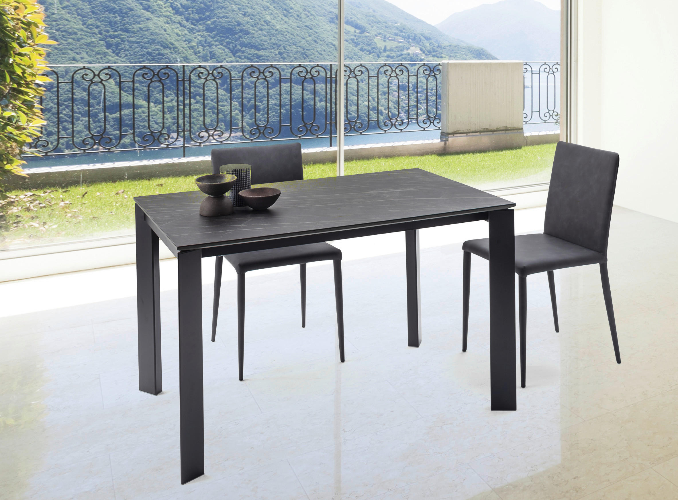 ESSTISCH in Metall, Keramik 120/75/80 cm  - Schwarz/Grau, Design, Keramik/Metall (120/75/80cm) - Novel