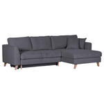 ECKSOFA Dunkelgrau Cord  - Dunkelgrau/Buchefarben, Design, Holz/Textil (271/165cm) - Carryhome