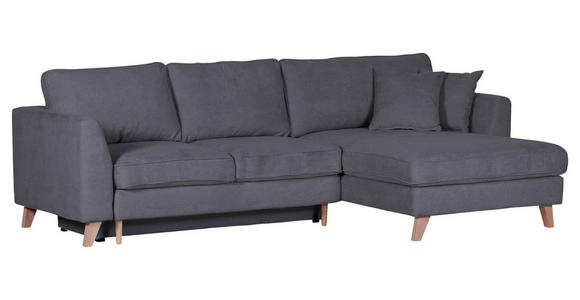 ECKSOFA Dunkelgrau Cord - Dunkelgrau/Buchefarben, Design, Holz/Textil (271/165cm) - Carryhome