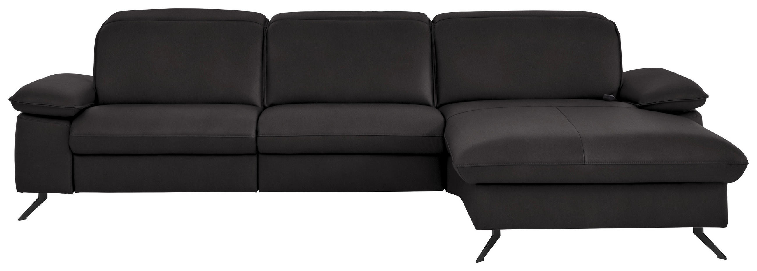 ECKSOFA  Echtleder Schwarzbraun  - Schwarzbraun/Schwarz, Design, Leder/Metall (307/169cm) - Beldomo Premium
