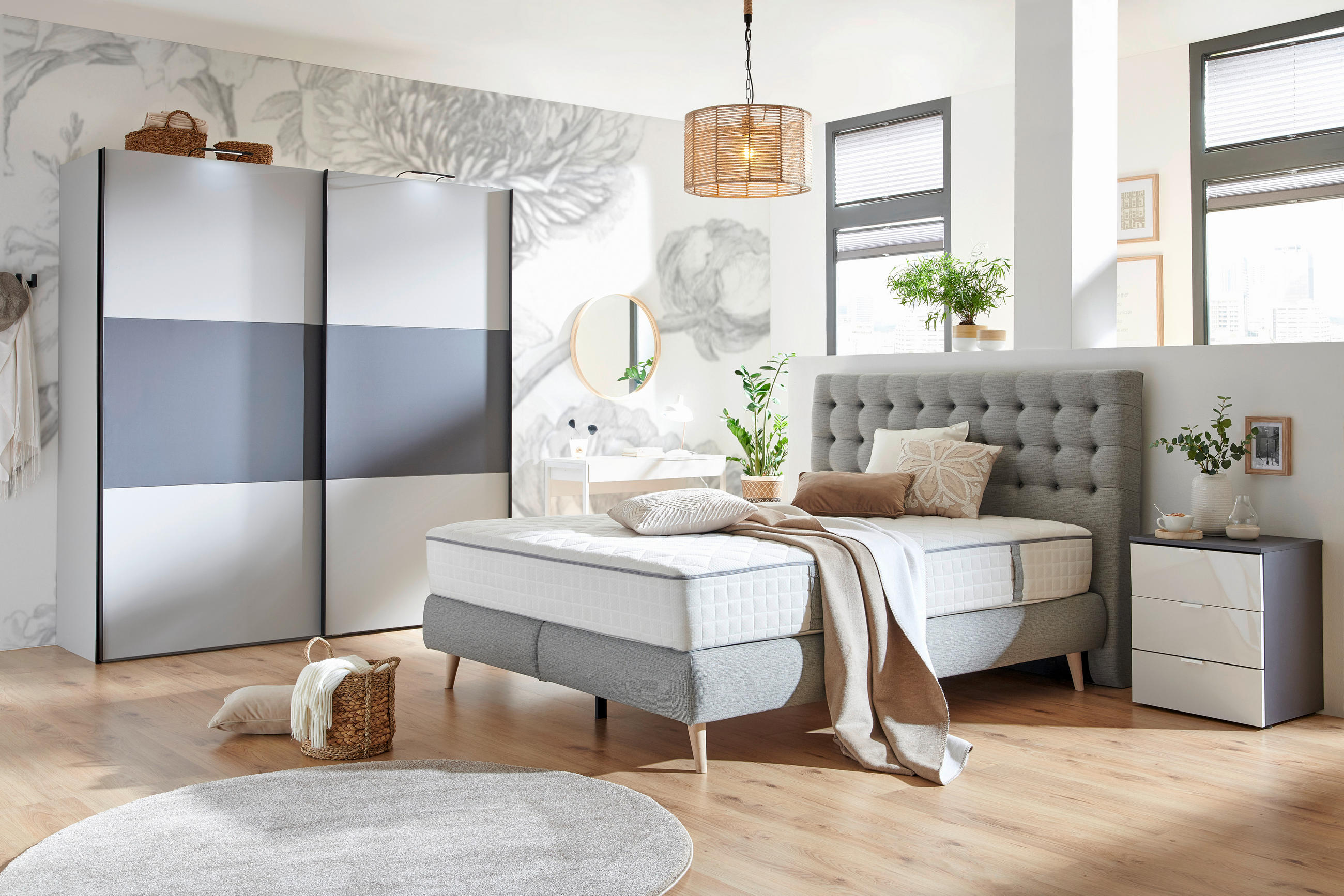 POSTEL BOXSPRING, 160/200 cm, světle šedá - světle šedá, Design, dřevo/textil (160/200cm) - Carryhome