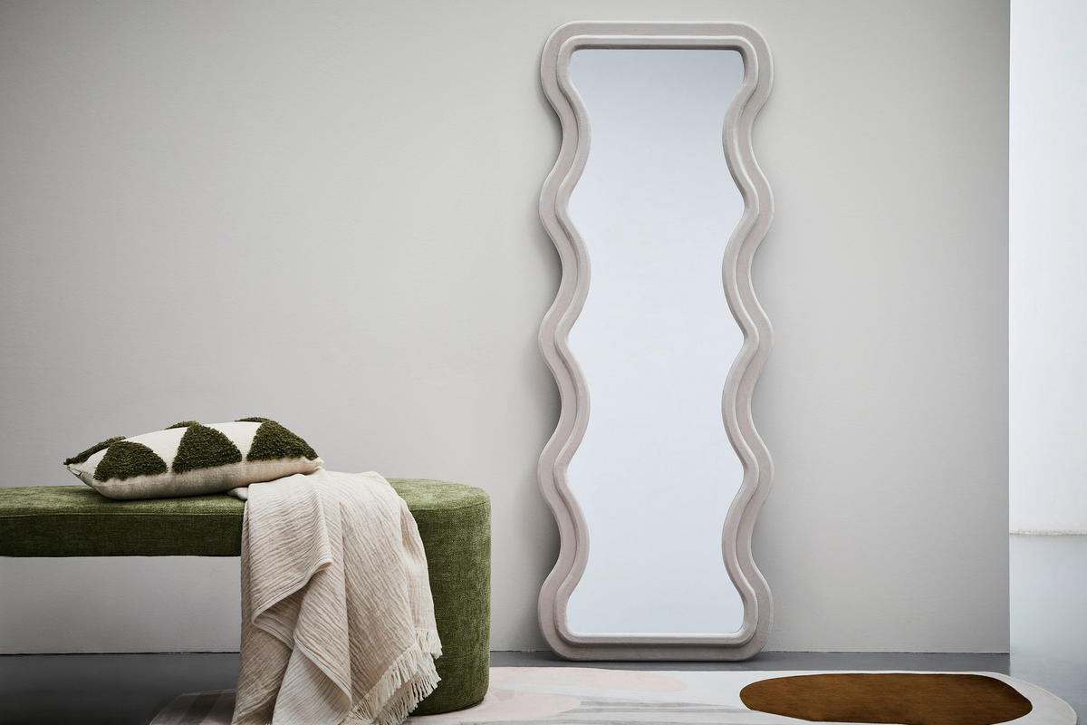 WANDSPIEGEL 60/160/4 cm    in oval  - Beige, Design, Glas/Holzwerkstoff (60/160/4cm) - MID.YOU