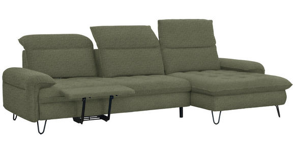 ECKSOFA in Flachgewebe Grün  - Schwarz/Grün, LIFESTYLE, Textil/Metall (310/180cm) - Valnatura