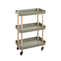 SERVIERWAGEN Buche massiv Grün, Naturfarben, Buchefarben  - Buchefarben/Naturfarben, MODERN, Holz/Metall (50/30/76cm)