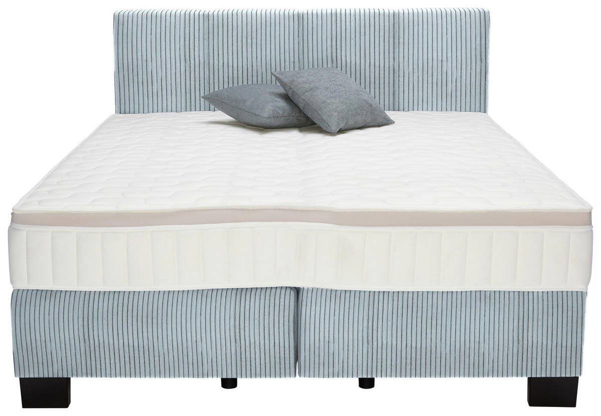 BOXSPRINGBETT 180/200 cm  in Hellblau  - Schwarz/Hellblau, Design, Kunststoff/Textil (180/200cm) - Hom`in