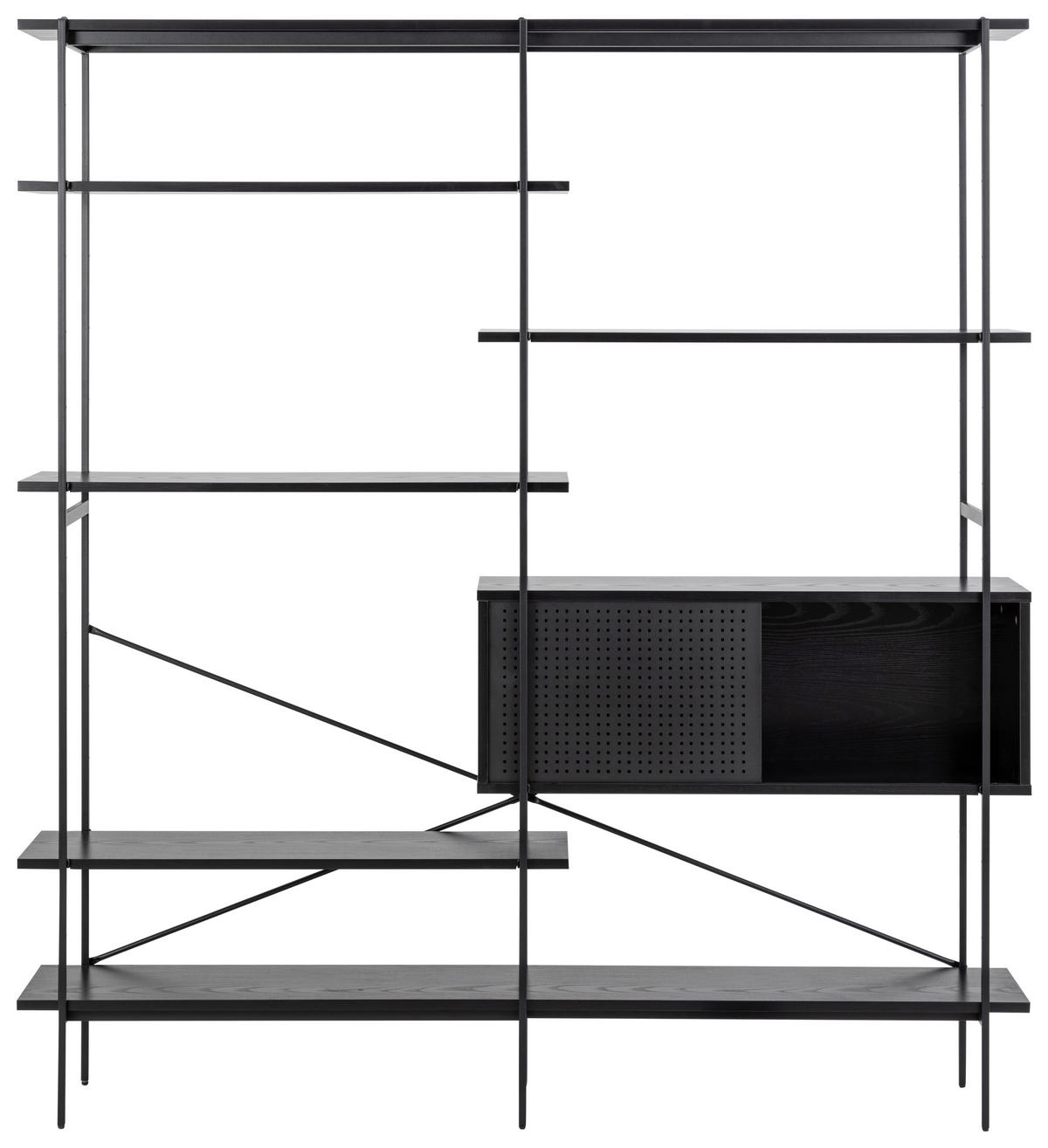 REGAL Schwarz  - Schwarz, MODERN, Holzwerkstoff/Metall (172/188/27cm)