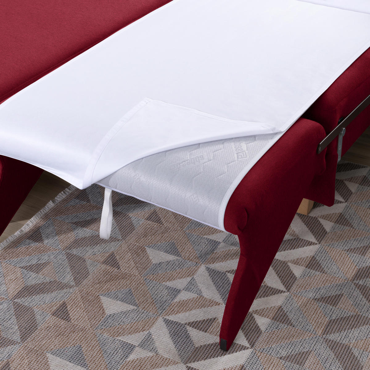 ECKSOFA in Flachgewebe Rot  203/261 cm  - Eichefarben/Rot, KONVENTIONELL, Holz/Textil (203/261cm) - Sedda