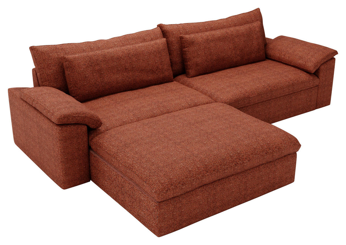 ECKSOFA  in Webstoff Rostfarben  198/306 cm  - Rostfarben/Schwarz, MODERN, Kunststoff/Textil (198/306cm) - Carryhome