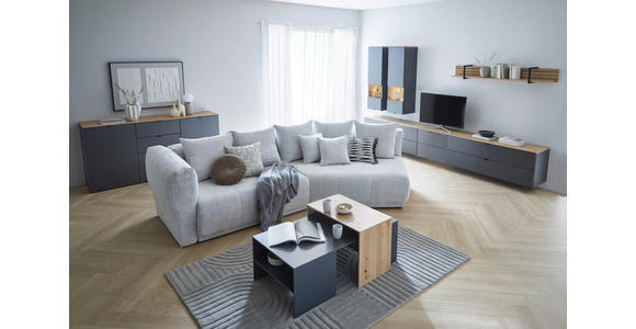 TV-ELEMENT Graphitfarben, Eiche Artisan  140/62/44 cm  - Schwarz/Graphitfarben, MODERN, Holzwerkstoff/Metall (140/62/44cm) - Hom`in