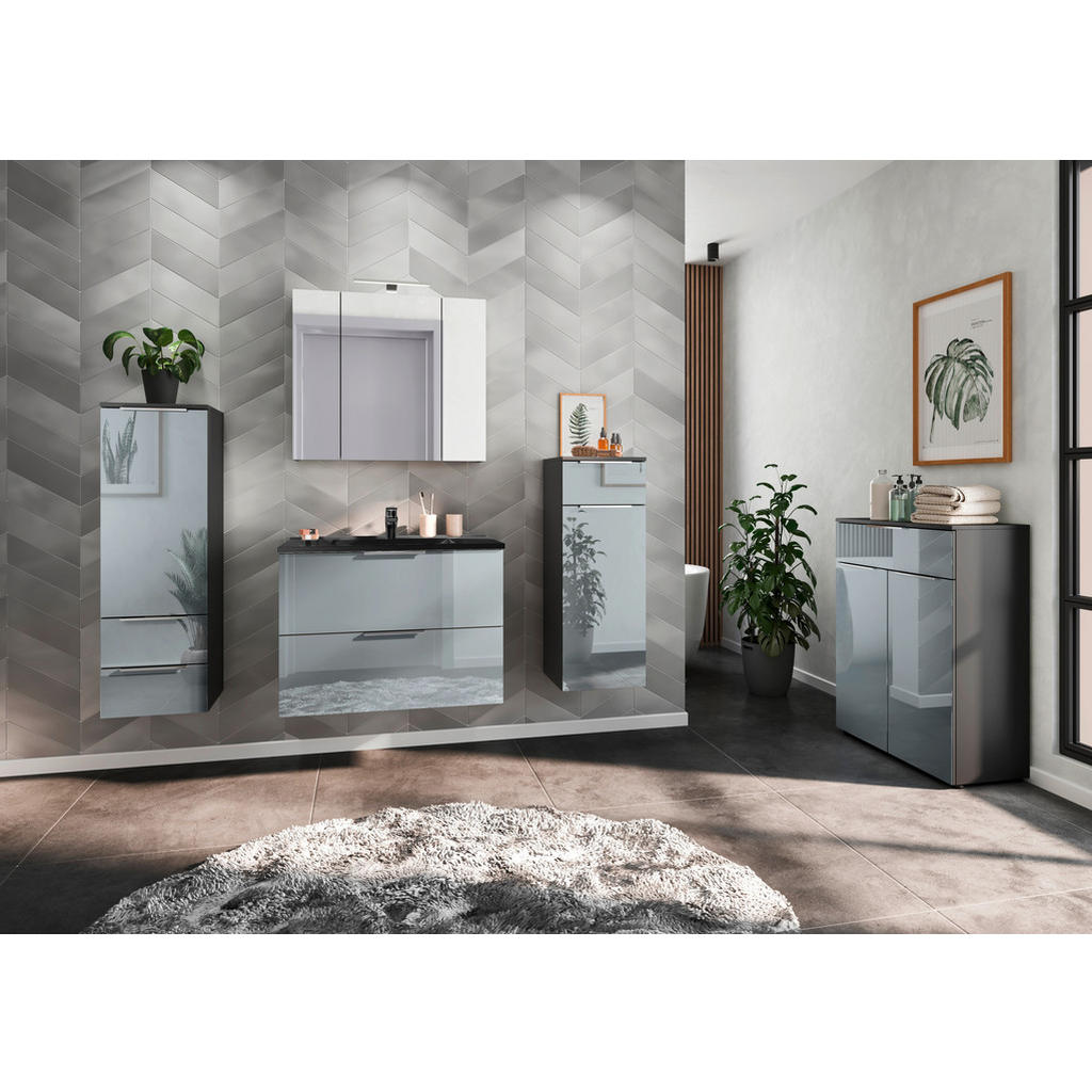 Thumbnail - Xora Midischrank Gw-Vasio, Graphit, Grau, Metall, 1 Fächer, 1 Schubladen, 36x111x34 cm, Made in Germany, Beimöbel erhält...