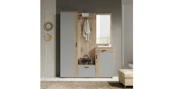 GARDEROBE 6-teilig in 145/184/29 cm - Eichefarben/Grau, Basics, Holzwerkstoff (145/184/29cm) - Carryhome
