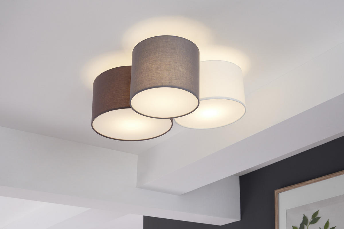 DECKENLEUCHTE PASTORE 61/49,5/25,5 cm   - Anthrazit/Braun, KONVENTIONELL, Textil/Metall (61/49,5/25,5cm) - Eglo