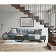 ECKSOFA in Webstoff Hellblau  302/216 cm  - Schwarz/Hellblau, Design, Holz/Textil (302/216cm) - Xora