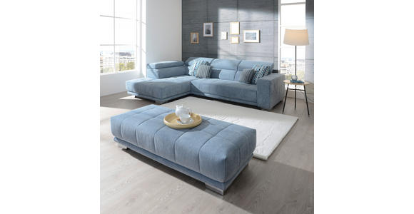 WOHNLANDSCHAFT Hellblau Mikrofaser  - Chromfarben/Hellblau, Design, Textil/Metall (301/207cm) - Xora