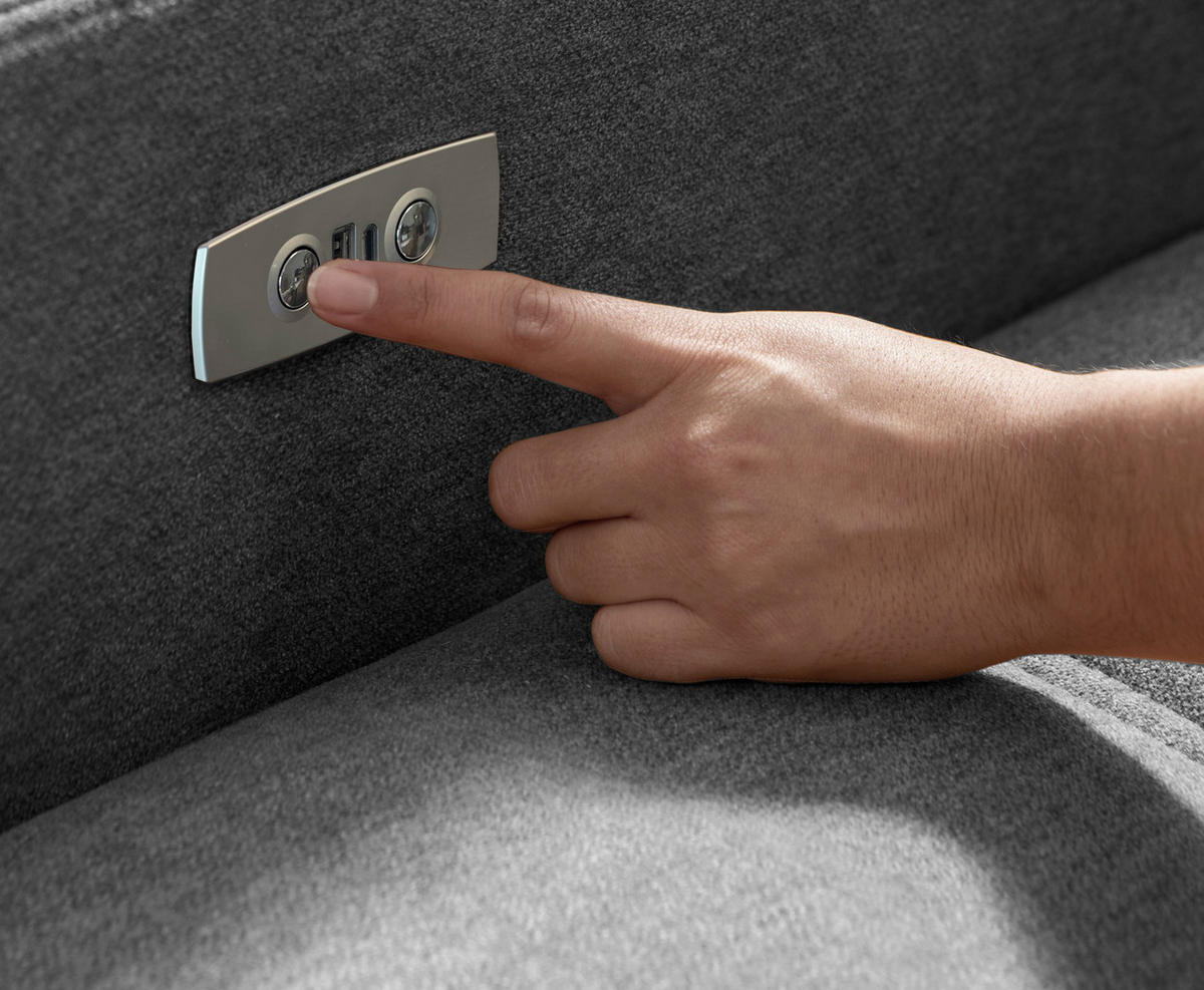 ECKSOFA VICARI Anthrazit Mikrofaser Kopfteilverstellung, Sitzvorzug  - Anthrazit/Schwarz, MODERN, Textil/Metall (292/185cm) - Livetastic