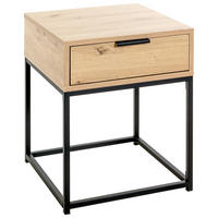 NOČNA OMARICA, črna, barve hrasta  - črna/barve hrasta, Moderno, kovina/leseni material (40/50/40cm) - MID.YOU