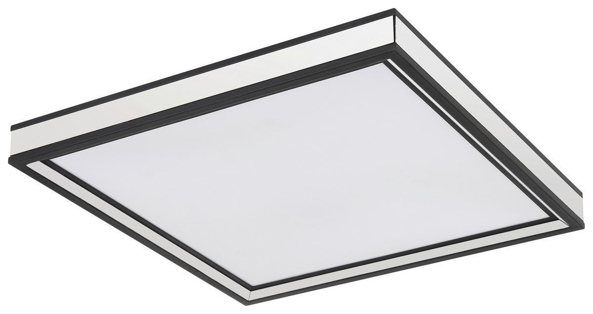 LED-TAKLAMPA 12 W 30/30/6,5 cm  - opal/svart, Basics, metall/glas (30/30/6,5cm) - Globo