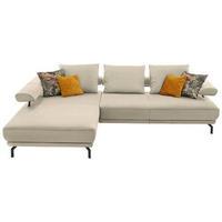 ECKSOFA in Echtleder Creme, Ecru  224/305 cm  - Ecru/Creme, Design, Leder/Metall (224/305cm) - Dieter Knoll