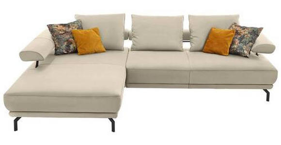 ECKSOFA in Echtleder Creme, Ecru  - Ecru/Creme, Design, Leder/Metall (224/305cm) - Dieter Knoll