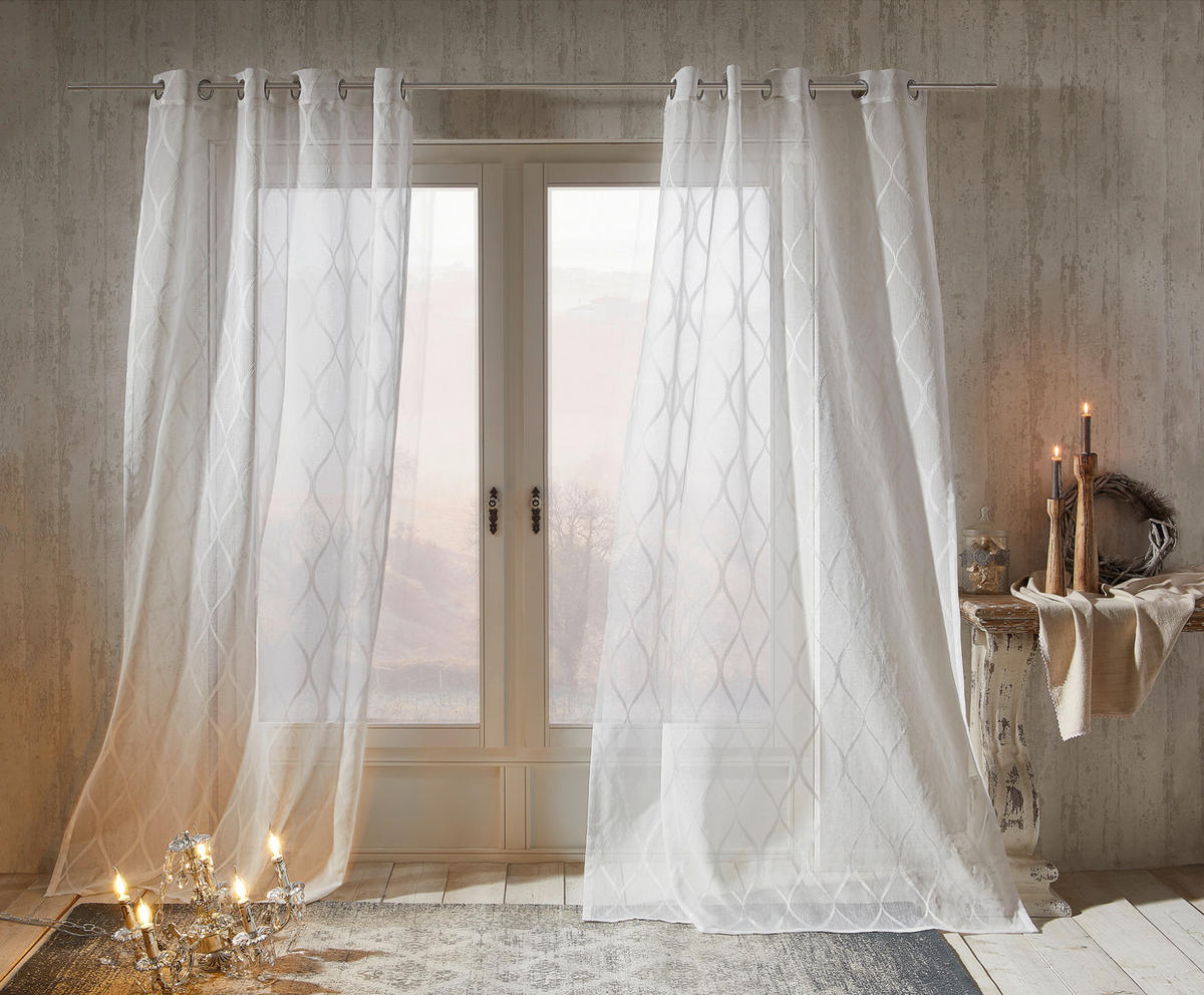 ÖSENSCHAL GAMMA halbtransparent 140/245 cm   - Weiß, Design, Textil (140/245cm) - Esposa