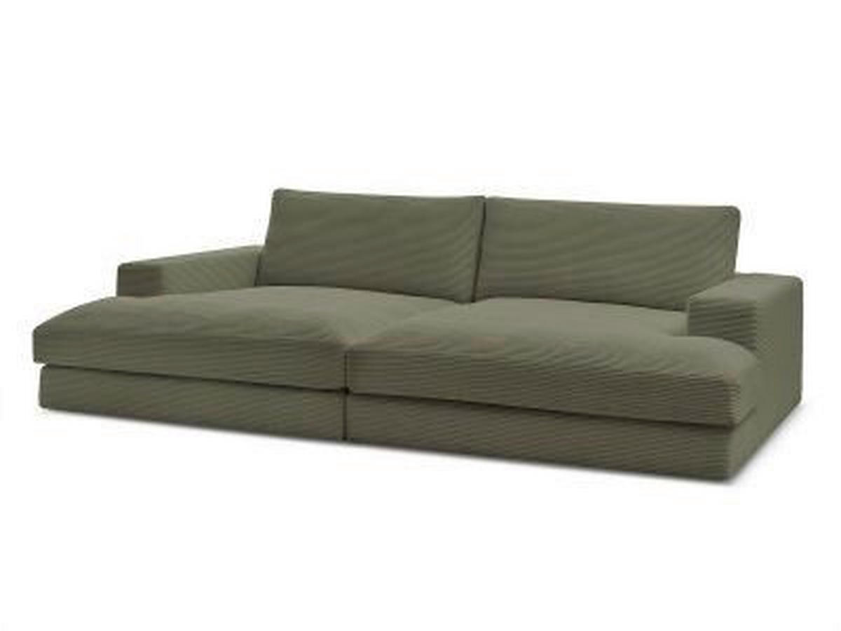 BIGSOFA LEONARD Cord Hellgrün  - Schwarz/Hellgrün, MODERN, Kunststoff/Textil (234/77/159cm)