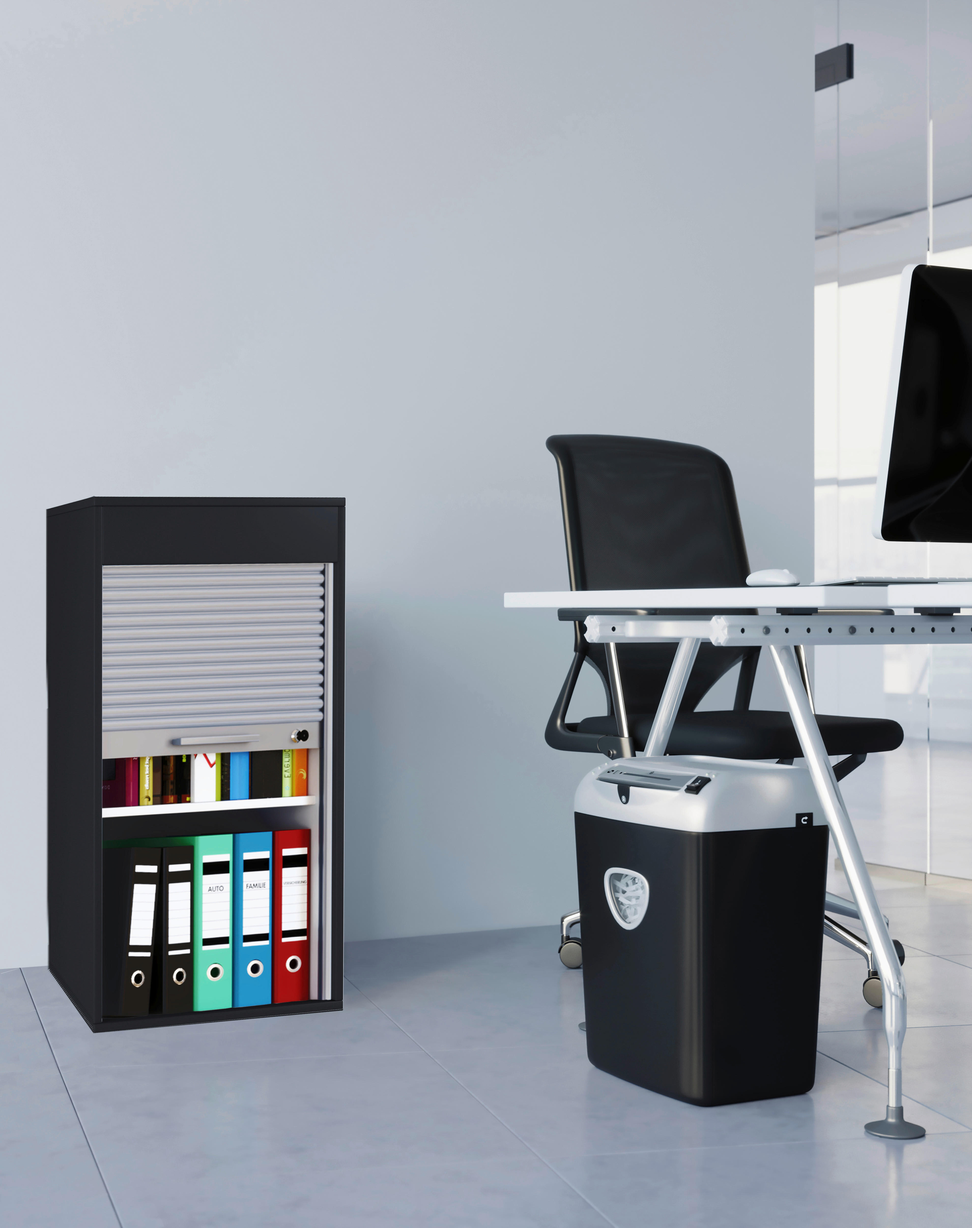 AKTENSCHRANK Schwarz  - Schwarz/Grau, MODERN, Holzwerkstoff/Kunststoff (50/93/40cm) - MID.YOU