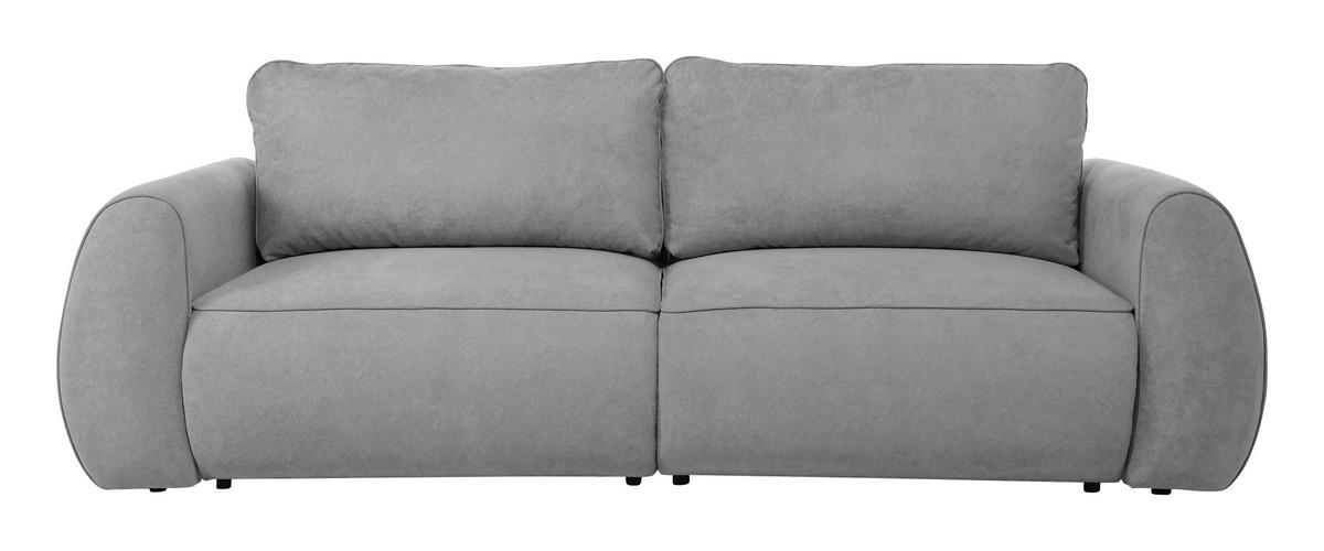 SCHLAFSOFA Chenille Grau  inkl. Zierkissen, Rückenkissen, Bettkasten, Schlaffunktion, Rücken echt, Liegefläche im Originalstoff  - Schwarz/Grau, KONVENTIONELL, Kunststoff/Textil (257/96/110cm) - Milino
