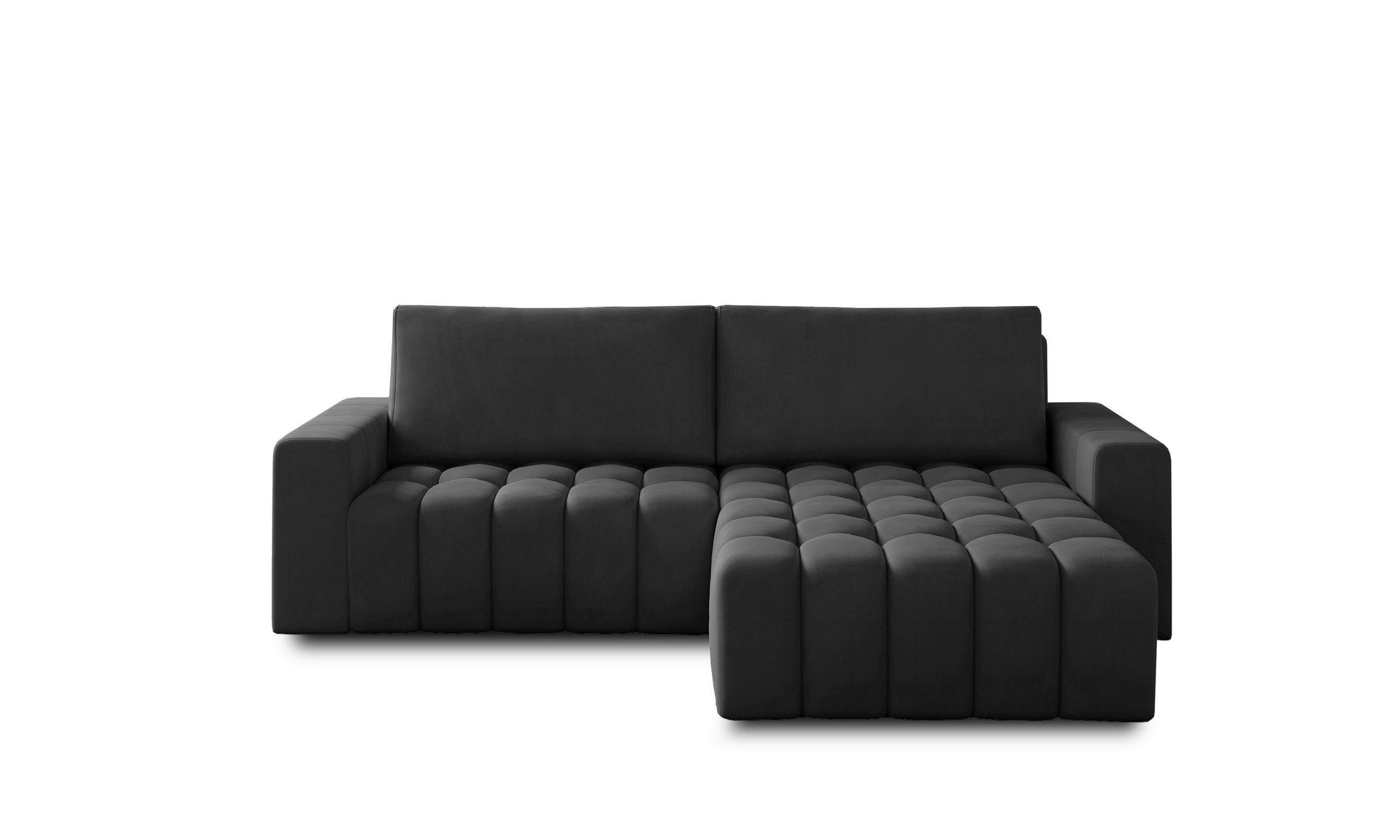 ECKSOFA in Samt Anthrazit  250/175 cm  - Anthrazit/Schwarz, Design, Kunststoff/Textil (250/175cm) - MID.YOU