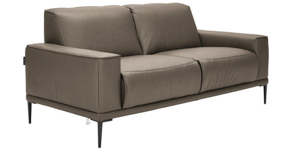 2-SITZER-SOFA  in Echtleder Taupe   - Taupe/Schwarz, Design, Leder/Metall (180/82/92cm) - Johann Jakob