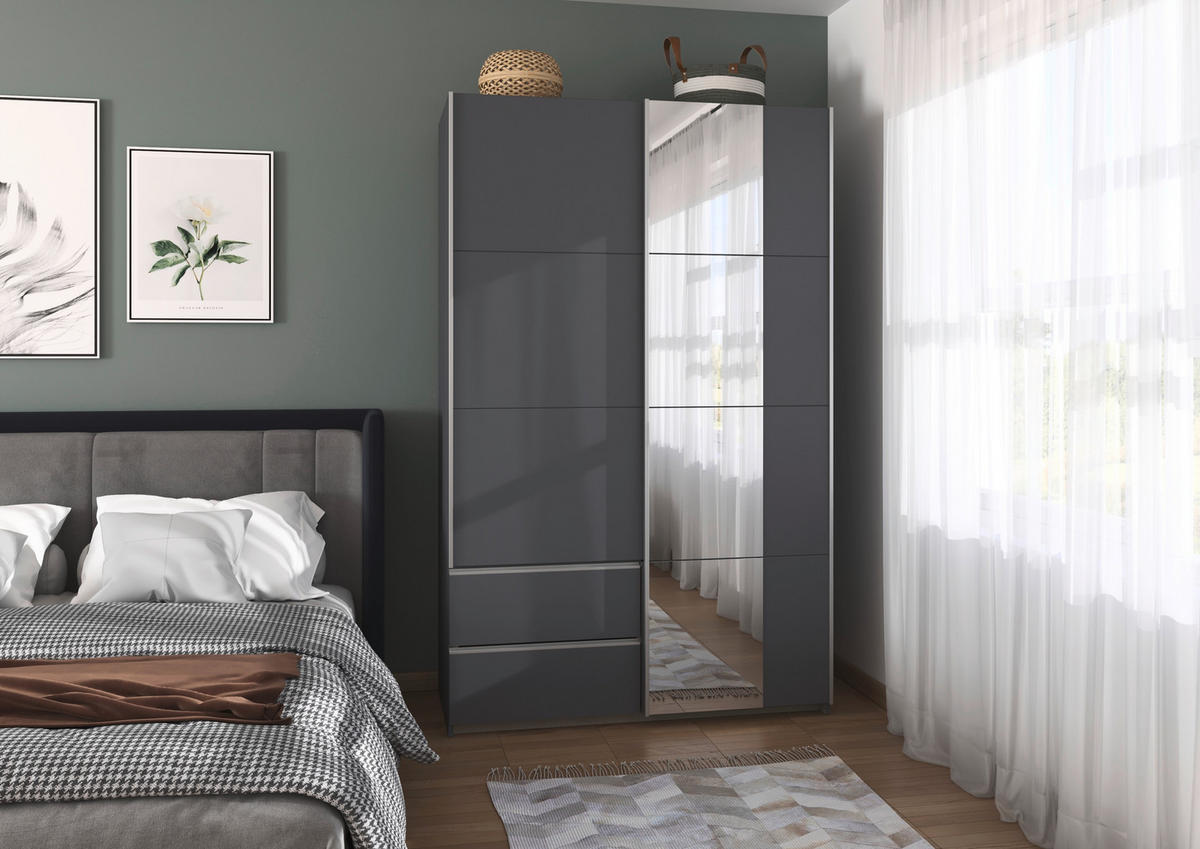 SCHWEBETÜRENSCHRANK in Grau  - Alufarben/Grau, Modern, Holzwerkstoff (131/210/59cm) - Rauch Möbel