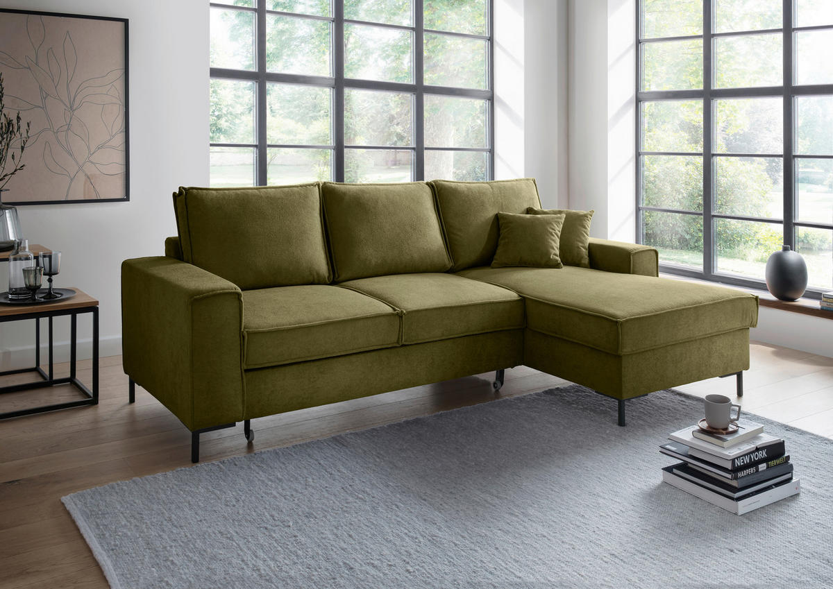 KUTNA GARNITURA tekstil  zelena   - zelena/crna, Moderno, tekstil/metal (240/150cm) - Livetastic