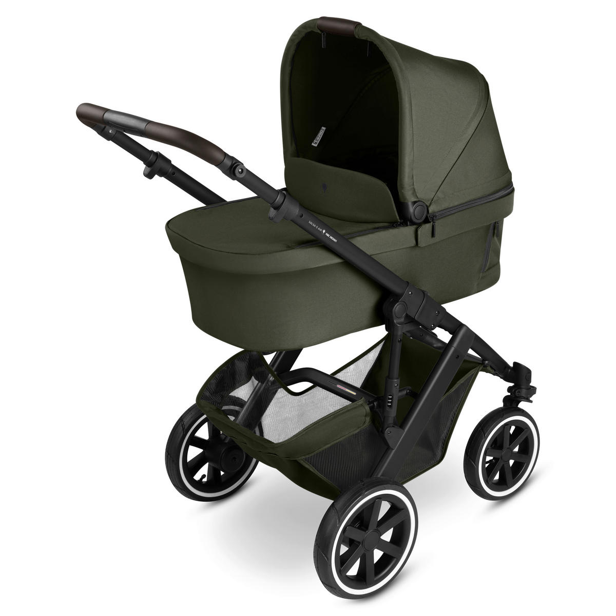KINDERWAGENSET Salsa 5 Air 3in1 Set Calla  - Schwarz/Olivgrün, Basics, Textil/Metall (63/118/95.5cm) - ABC Design