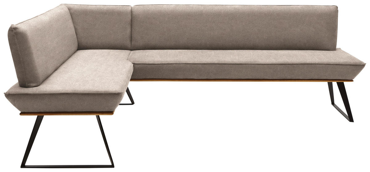 ECKBANK 183/243 cm  in Schwarz, Eichefarben, Hellbraun  - Hellbraun/Eichefarben, Design, Holz/Textil (183/243cm) - Voleo