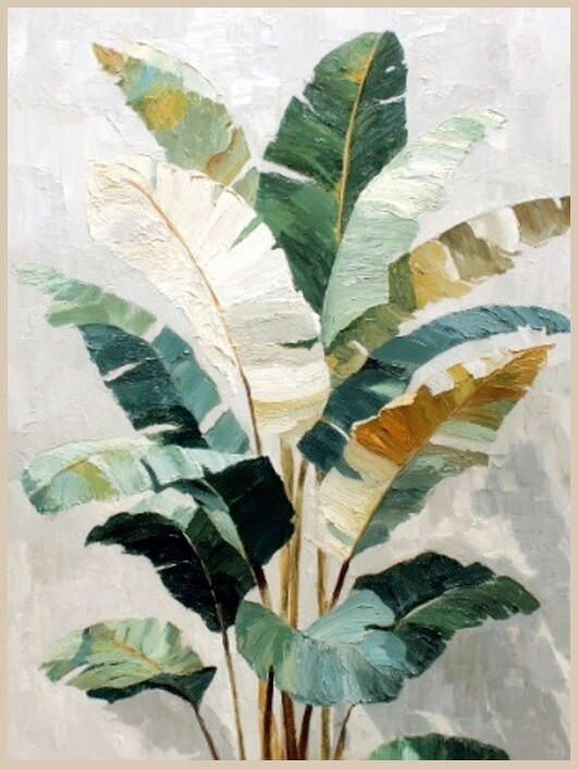 Euroart Metallbild Banana Leaves I - Haptic Effect Mehrfarbig 60x80x4 cm