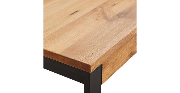 COUCHTISCH Eiche massiv 115/60/42 cm rechteckig Schwarz, Eichefarben  - Eichefarben/Schwarz, Design, Holz/Metall (115/60/42cm) - Novel