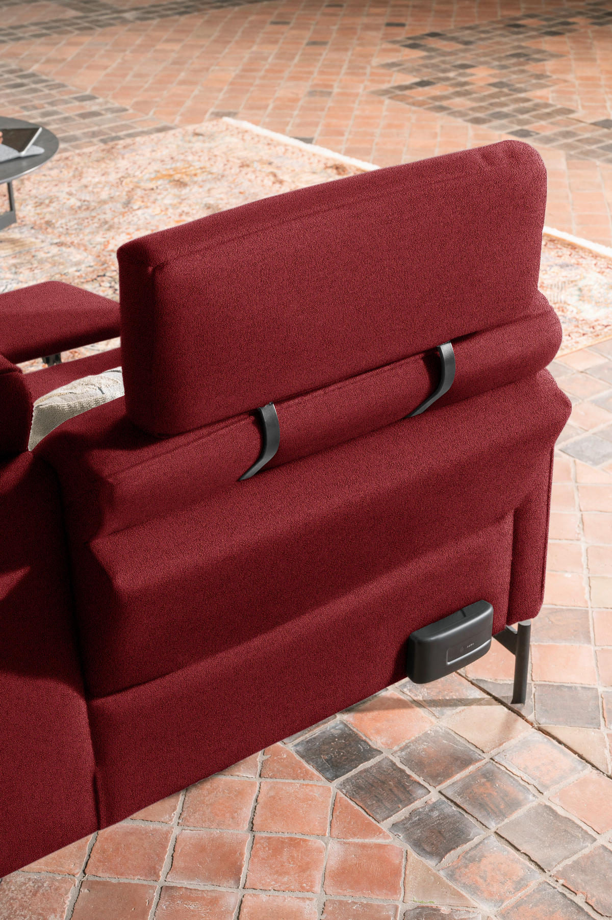ECKSOFA in Flachgewebe, Struktur Rot  - Anthrazit/Rot, Design, Textil/Metall (254/230cm) - Johann Jakob