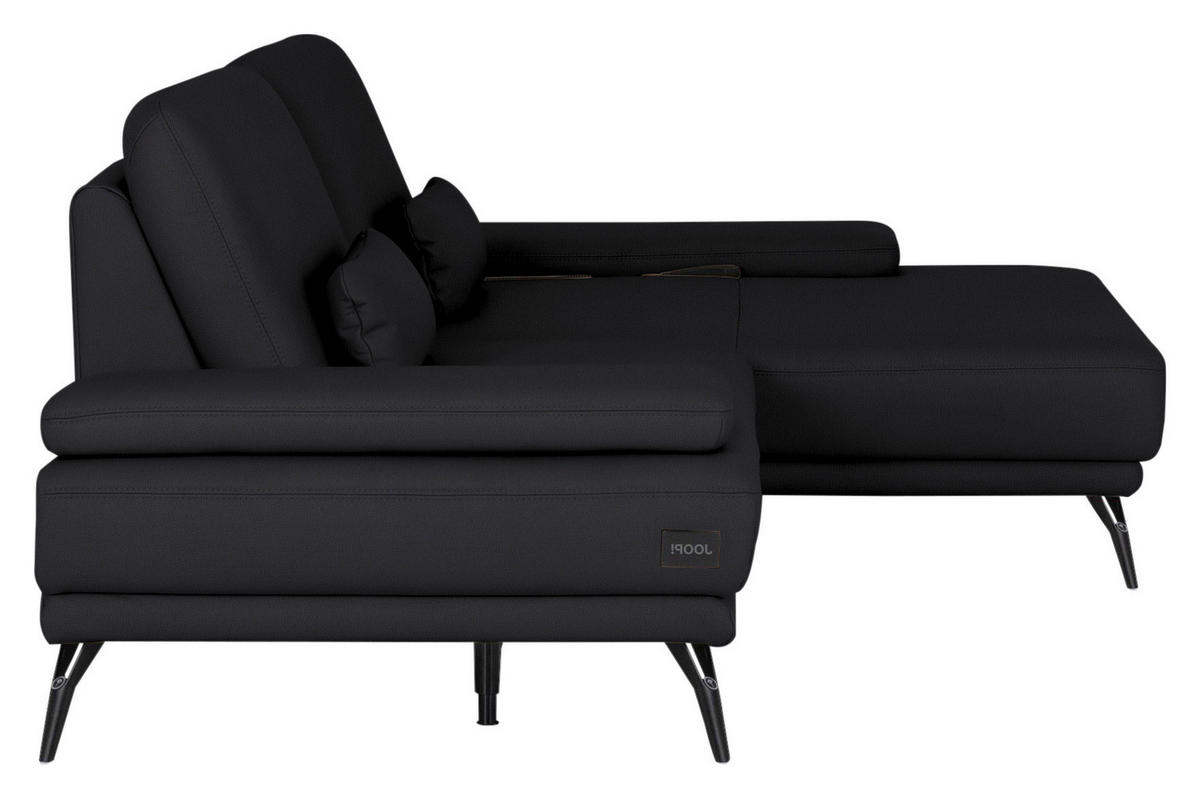 ECKSOFA Echtleder Schwarz  - Schwarz, Konventionell, Leder/Metall (301/180cm) - Joop!