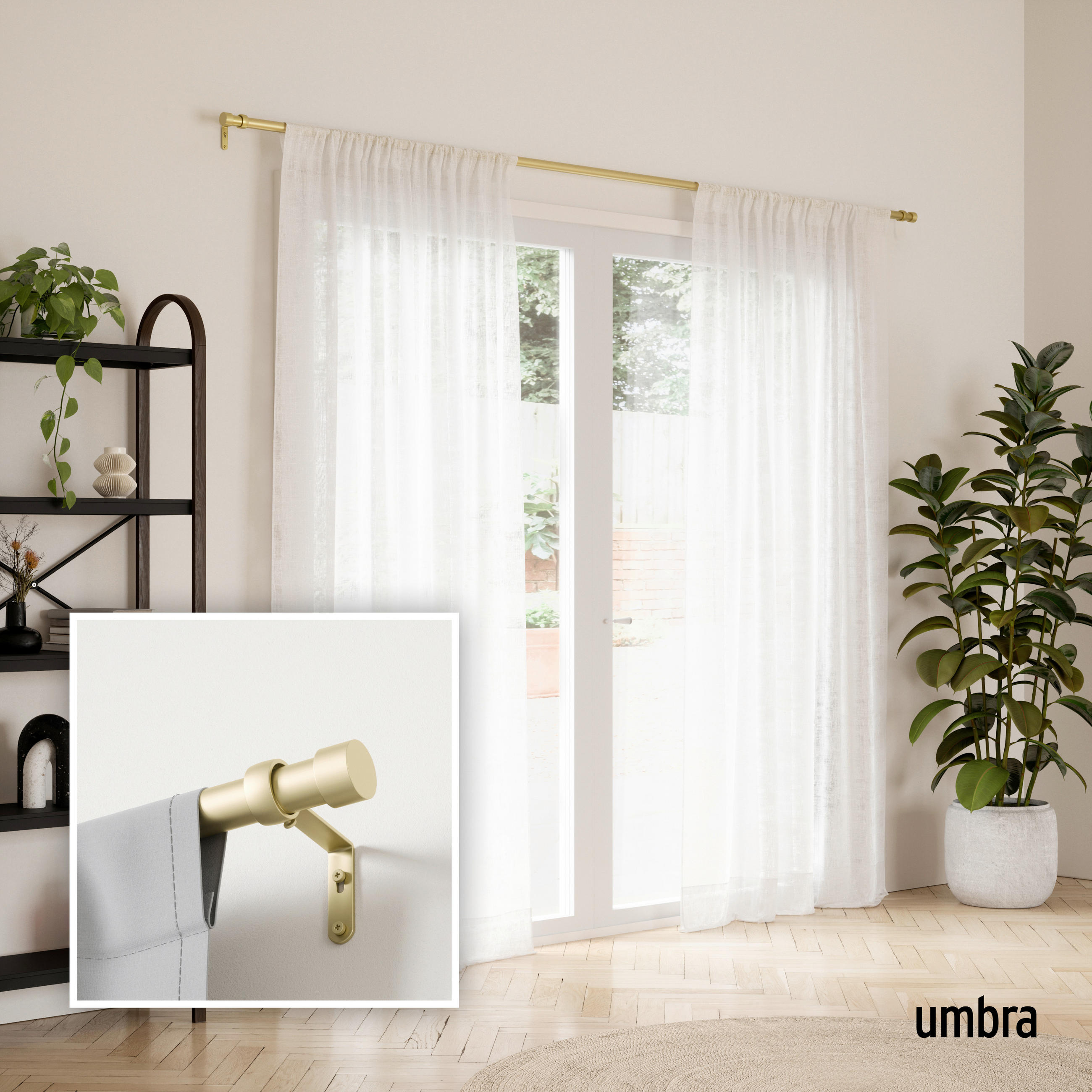 VORHANGSTANGENSET 305-457 cm  - Goldfarben, KONVENTIONELL, Kunststoff/Metall (305-457cm) - Umbra