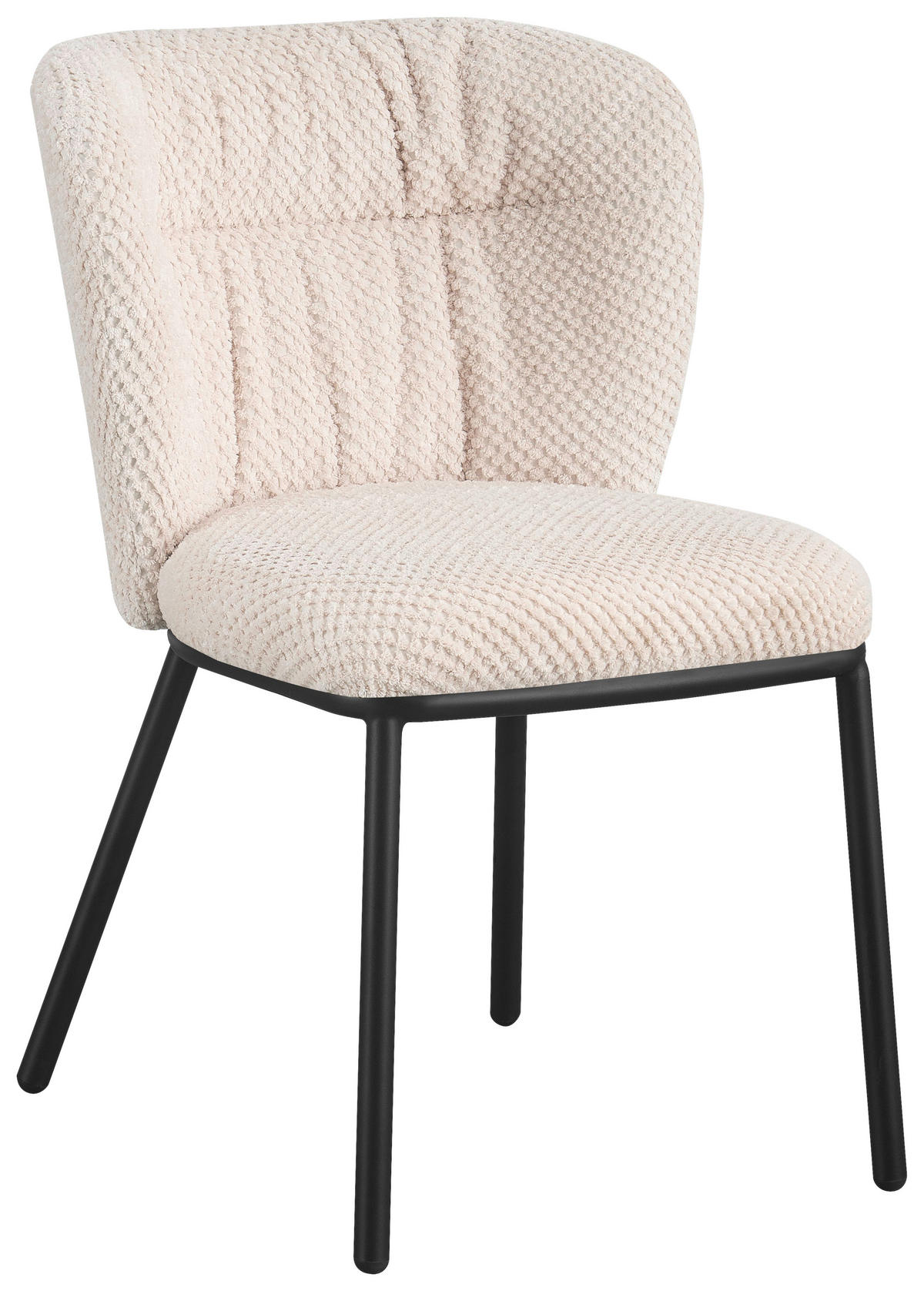 STUHL  in Eisen Webstoff  - Beige/Schwarz, Design, Textil/Metall (53,5/80/60,5cm) - Stylife