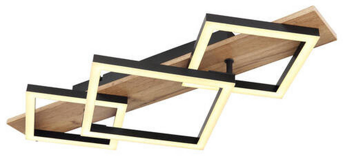 LED-DECKENLEUCHTE 24 W    61/31/8,5 cm  - Dunkelbraun/Opal, Natur, Holzwerkstoff/Kunststoff (61/31/8,5cm) - Globo