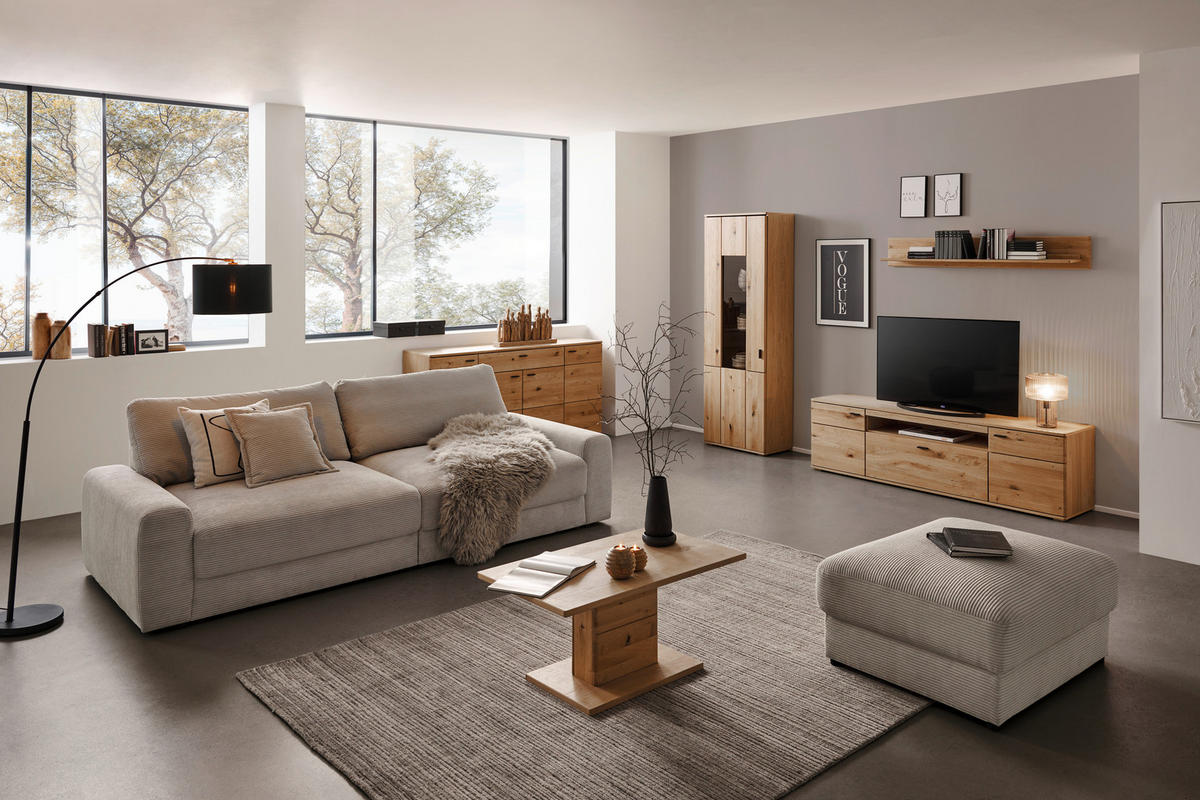 TV-ELEMENT Eichefarben  195/56/44 cm  - Eichefarben/Schwarz, Natur, Holz/Holzwerkstoff (195/56/44cm) - Hom`in